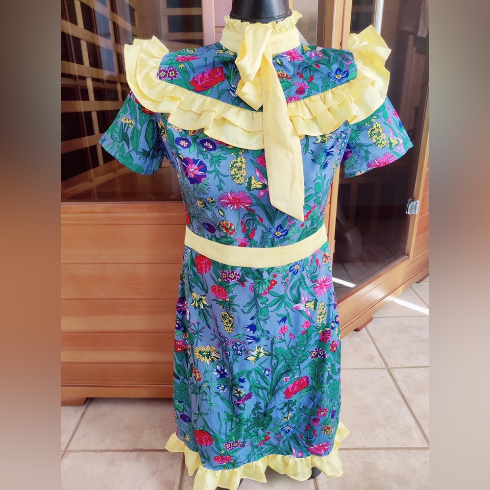 San Joy Floral and Ruffle Dress NWT